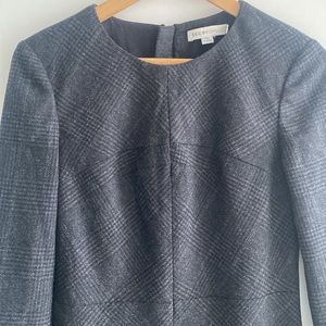 Wool Dress Patterned Plaid - Dark Charcoal Grey